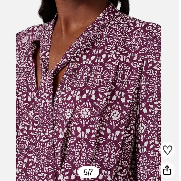 Derek Lam Burgundy and White Patterned Blouse Sz 38 (US 4 appx) - Picture 6 of 12